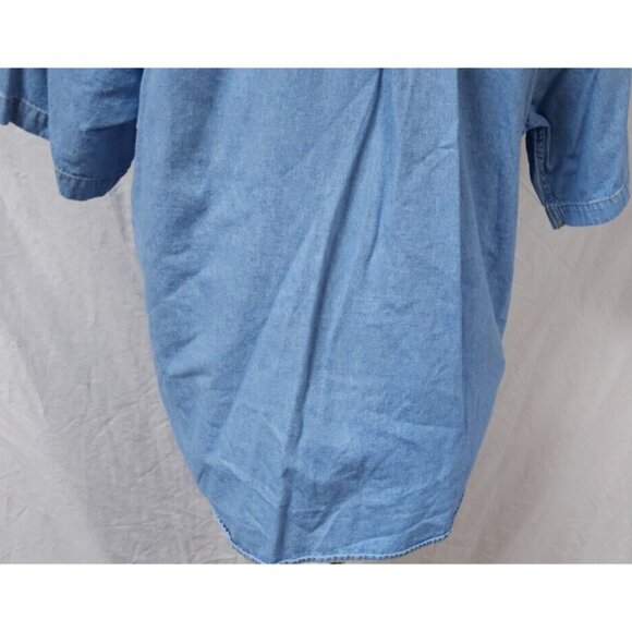 Route 66 Mens Large Blue Cotton Button Down Short Sleeve Outdoors Denim Shirt - Picture 8 of 9